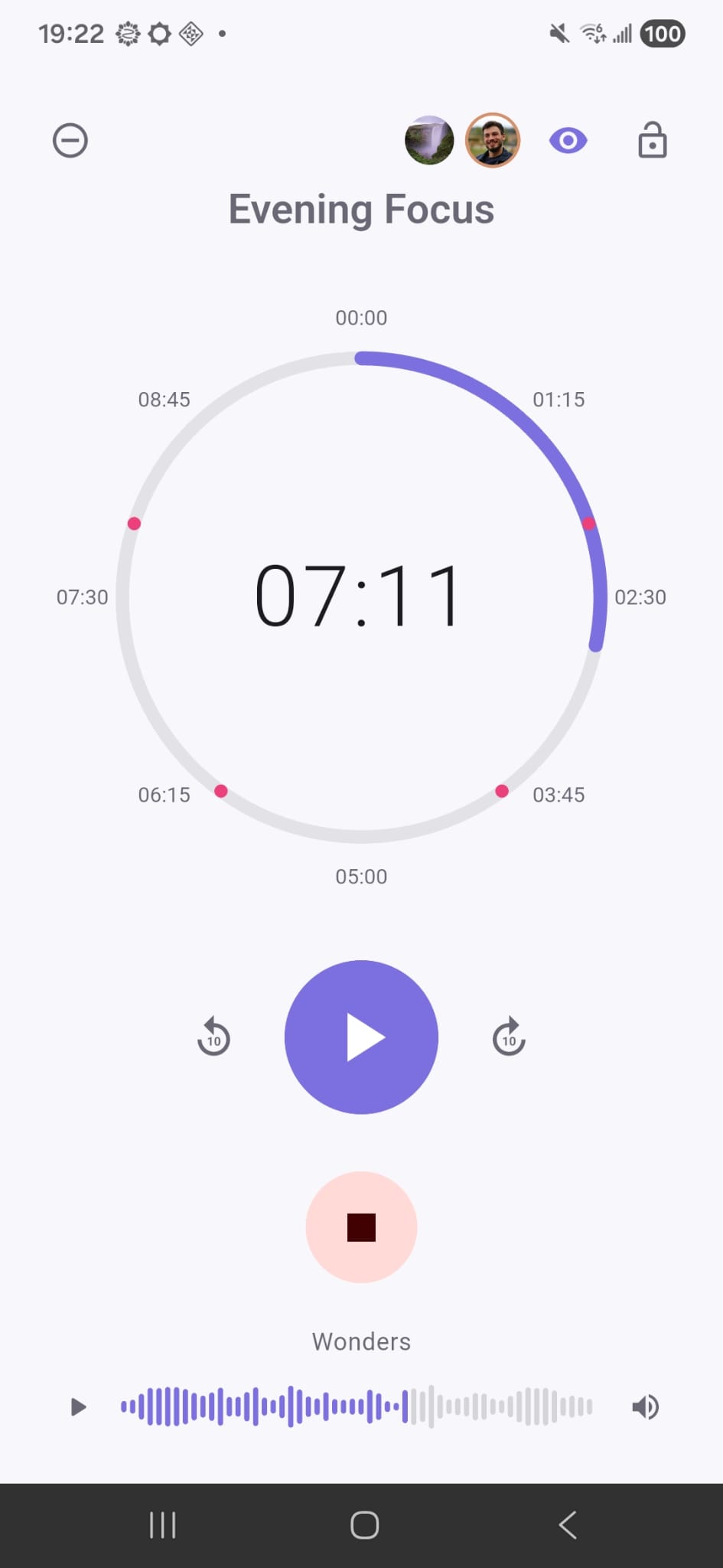 Timer screen